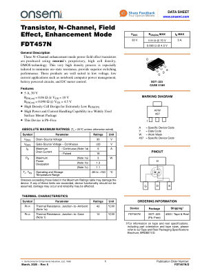 FDT457N 数据手册首页