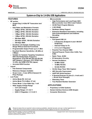CC2544 datasheet cover page