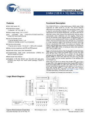 CY62137FV30 datasheet cover page