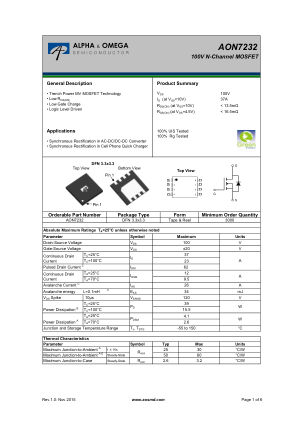 AON7232 datasheet cover page