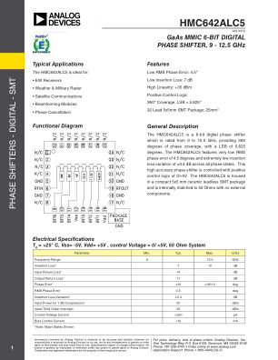 HMC642A datasheet cover page