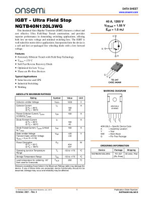 NGTB40N120L3W 数据手册首页