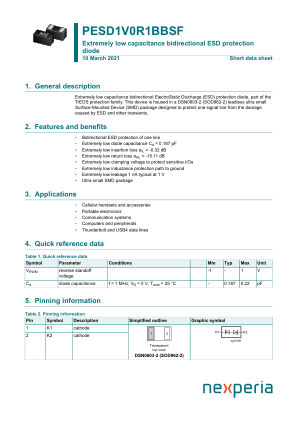 PESD1V0R1BBSFYL datasheet cover page