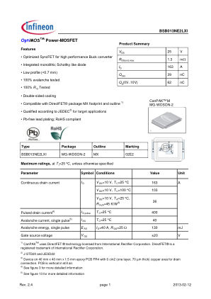 BSB013NE2LXI 数据手册首页
