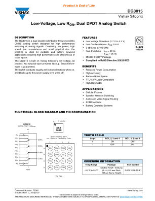 DG3015 datasheet cover page