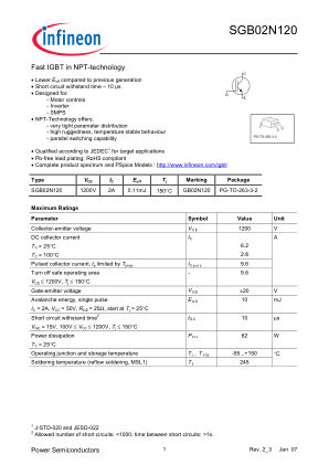 SGB02N120 datasheet cover page