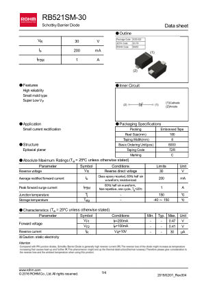 RB521SM-30T2R 数据手册首页