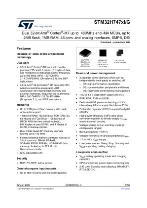 STM32H747AG datasheet cover page