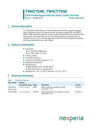 74HC7540DB datasheet cover page