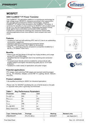 IPB60R045P7 datasheet cover page