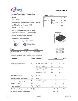 BSO220N03MD-G datasheet cover page