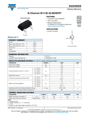 SI2304DDS 数据手册首页