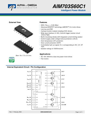 AIM703S60C1 数据手册首页