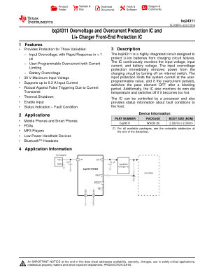 BQ24311 datasheet cover page