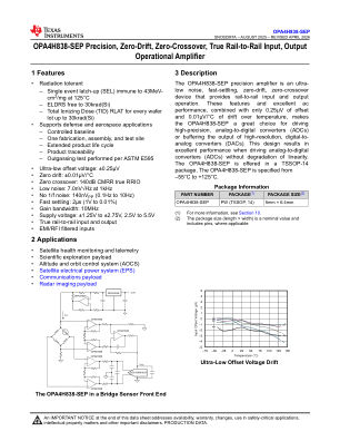 OPA4H838-SEP datasheet cover page