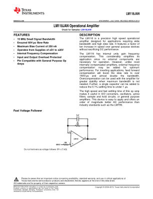 LM118JAN datasheet cover page