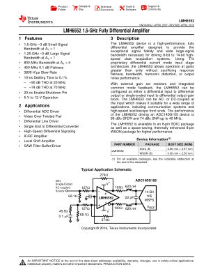 LMH6552 datasheet cover page