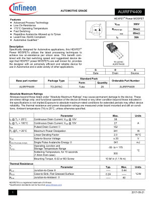 AUIRFP4409 数据手册首页