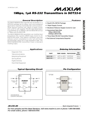 MAX3188-MAX3189 数据手册首页