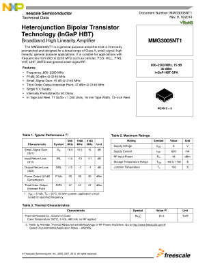 MMG3005NT1 datasheet cover page