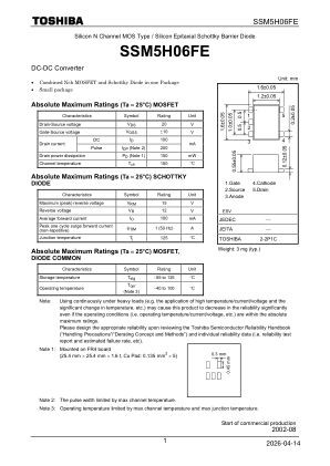SSM5H06FE 数据手册首页