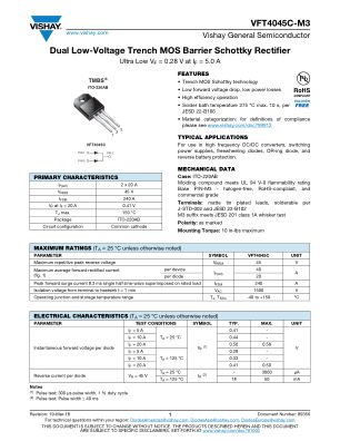 VFT4045C-M3 datasheet cover page