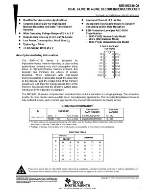 SN74HC139-Q1 数据手册首页
