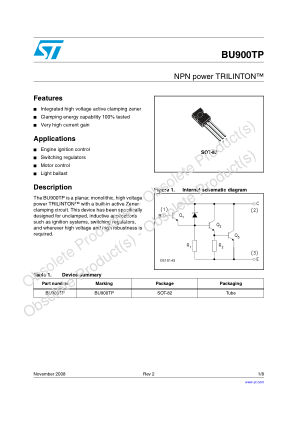 BU900TP datasheet cover page