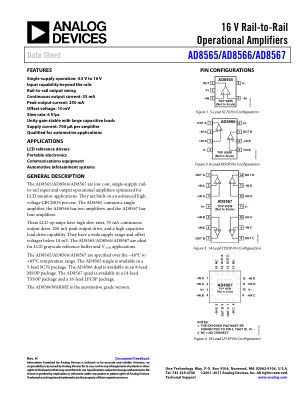 AD8565 数据手册首页