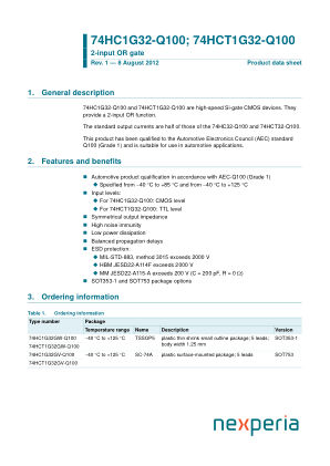 74HC1G32GW-Q100 datasheet cover page