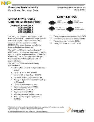 MCF51AC256 数据手册首页