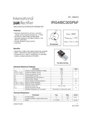 IRG4IBC30S datasheet cover page