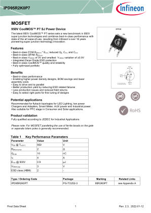 IPD95R2K0P7 datasheet cover page
