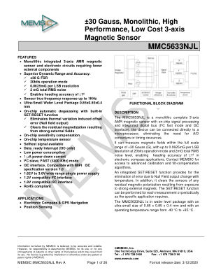 MMC5633NJL 数据手册首页