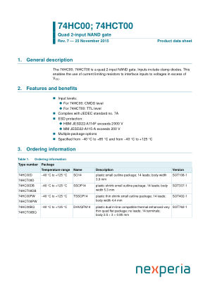 74HC00PW datasheet cover page