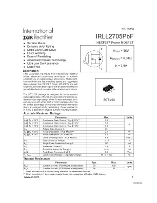 IRLL2705 数据手册首页