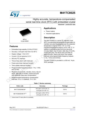 M41TC8025 datasheet cover page