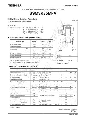 SSM3K35MFV datasheet cover page