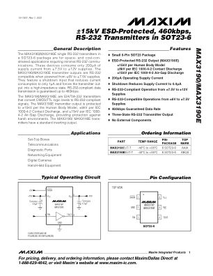 MAX3190-MAX3190E 数据手册首页