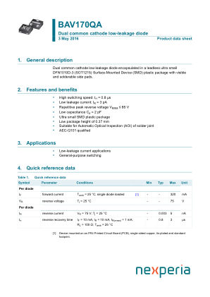 BAV170QAZ datasheet cover page