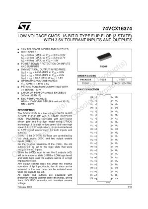 74VCX16374 datasheet cover page