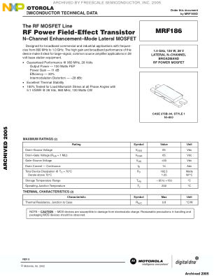 MRF186 datasheet cover page