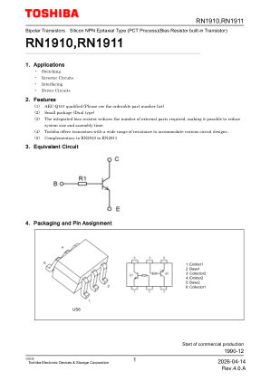 RN1911 datasheet cover page