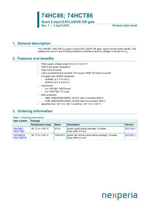74HC86D datasheet cover page