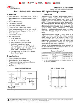 DAC121S101-Q1 数据手册首页