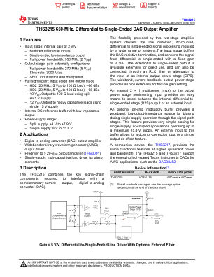 THS3215 datasheet cover page