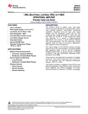 OPA4313 datasheet cover page