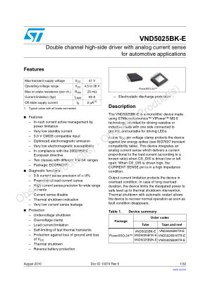 VND5025BK-E 数据手册首页
