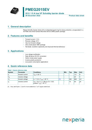 PMEG2015EV datasheet cover page