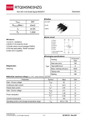 RTQ045N03HZG datasheet cover page